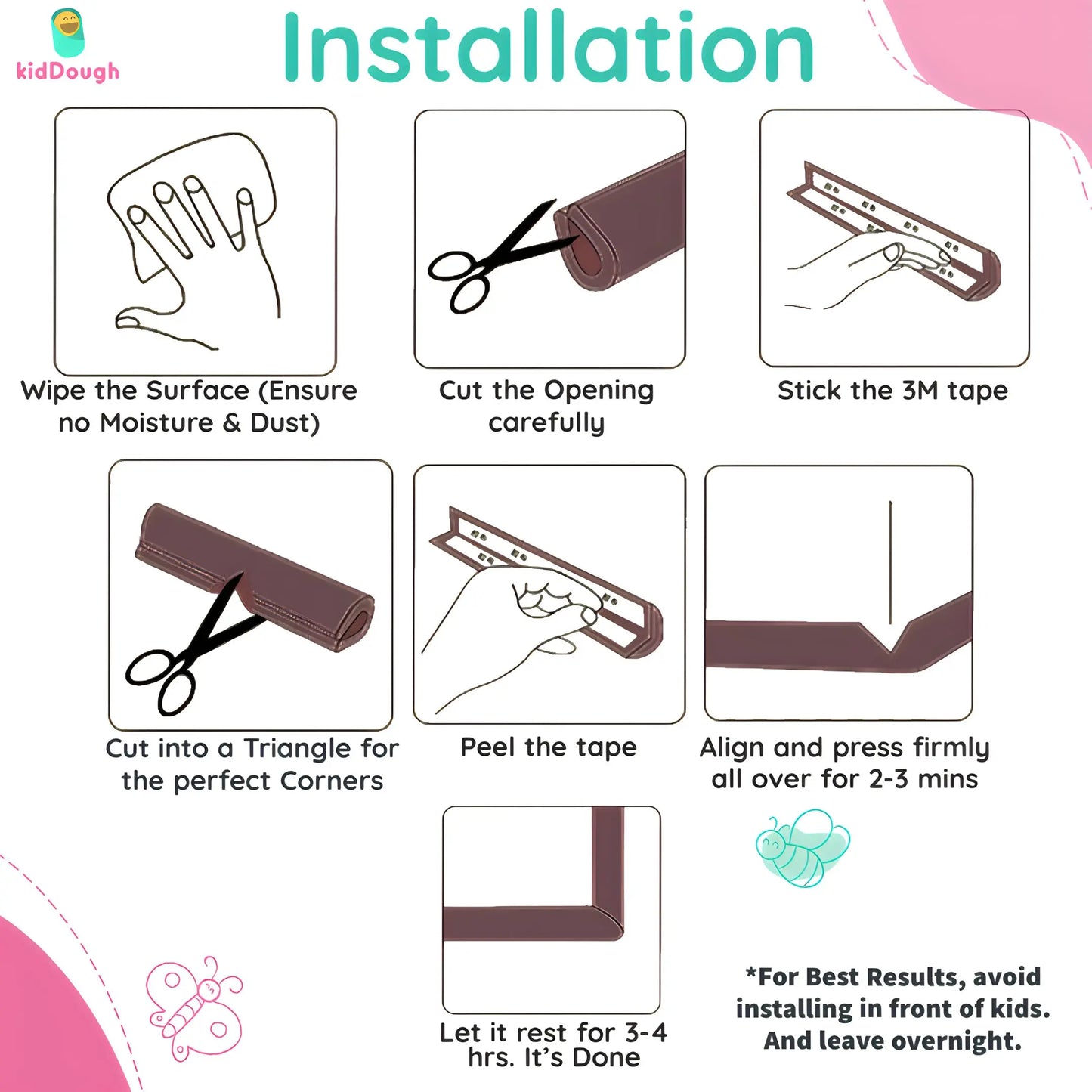 Kiddough Baby Proofing U-Shape Safety Strip - 2 Meters, Brown