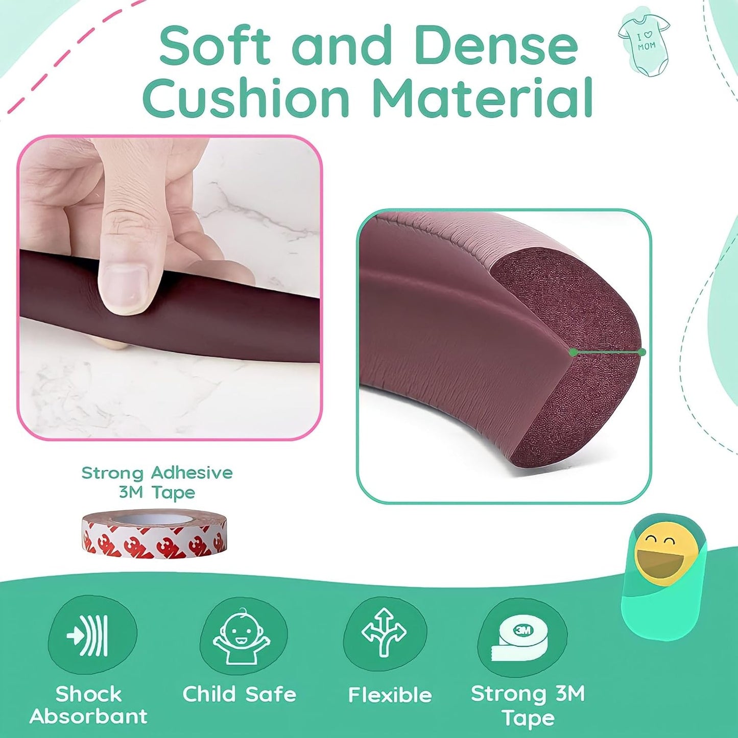 Kiddough Baby Proofing Extra Thick Safety Strip, Furniture Edge and Corner Protector - 2 Mtrs