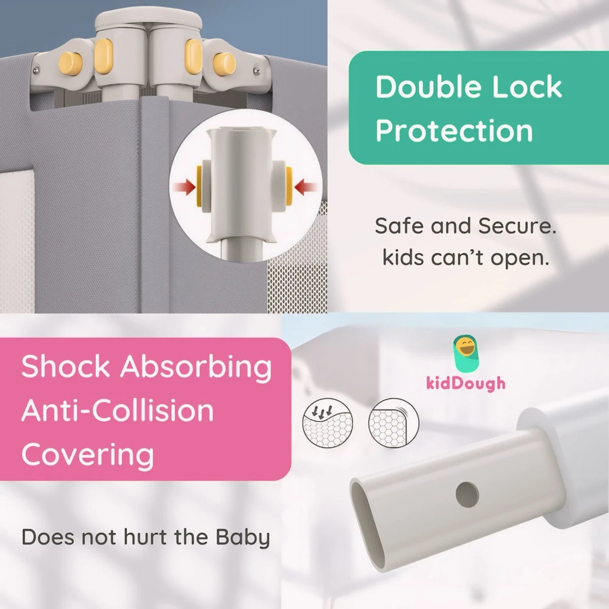 Kiddough Bed Railing for Baby Safety (5.5ft One Sides, Grey)