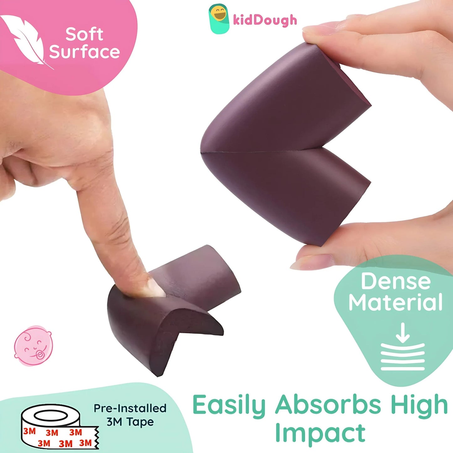 Kiddough Baby Proofing Safety Strip And Corner Guard (2 Mtrs Roll + 4 Guards, Brown)