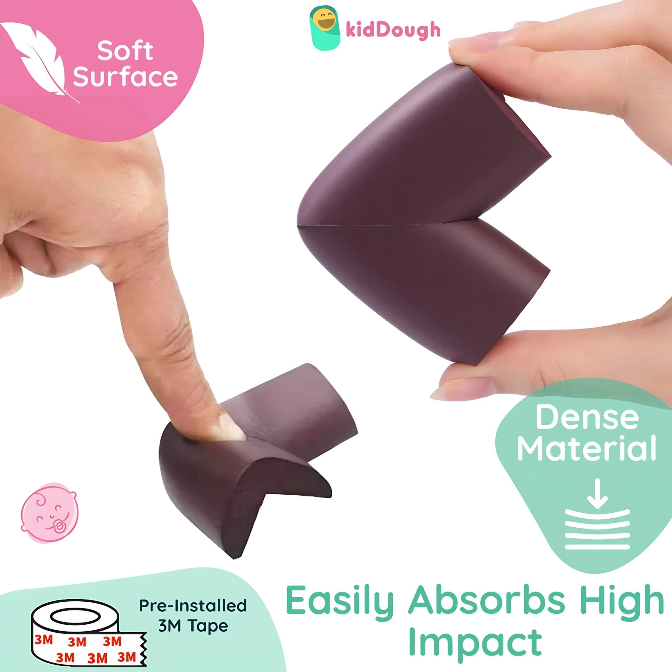 Kiddough Baby Proofing Safety Strip And Corner Guard (2 Mtrs Roll + 4 Guards, Brown)