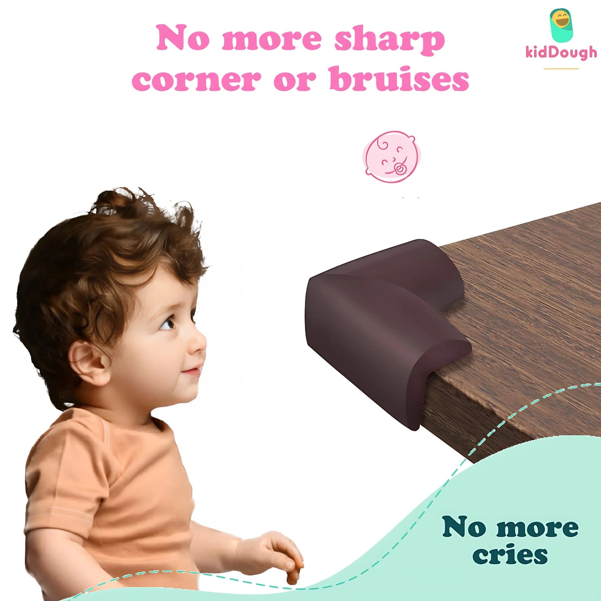 KidDough U-Shape Corner Guards for Kids Safety, Table Corners Edge Protector, Baby Proofing Edge & Corner Guards, for Thin Table Tops, Brown (8pcs/Pack) Secondary image