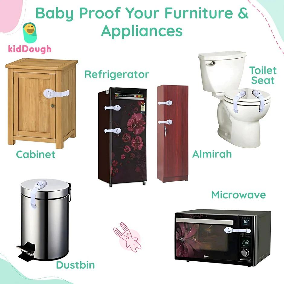 Kiddough Baby Safety Proofing Kit - 2 Meters Safety Strip + 5 Safety Locks + 4 Corner Guards + 6 Socket Guards