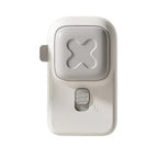 White door handle with a star-shaped design on a white background
