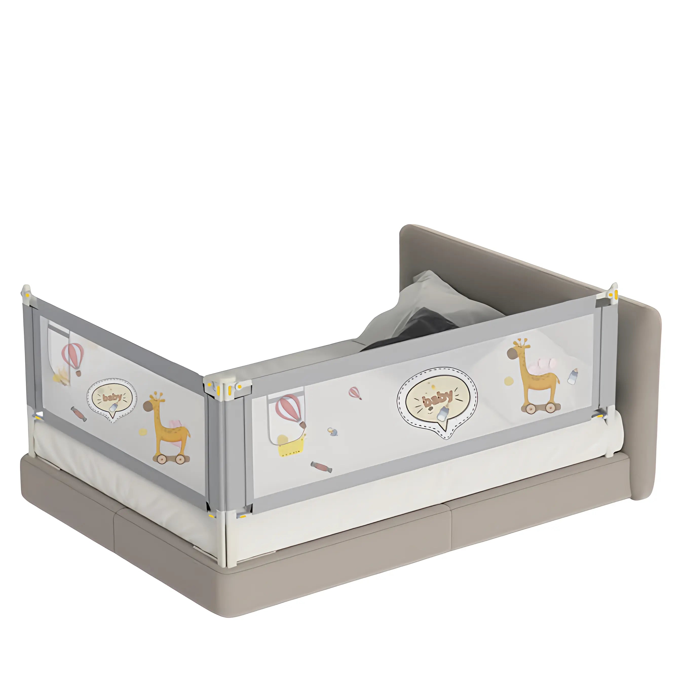 Kiddough Bed Railing for Baby Safety (6.5ft*6ft, Two Side, Grey) Main image