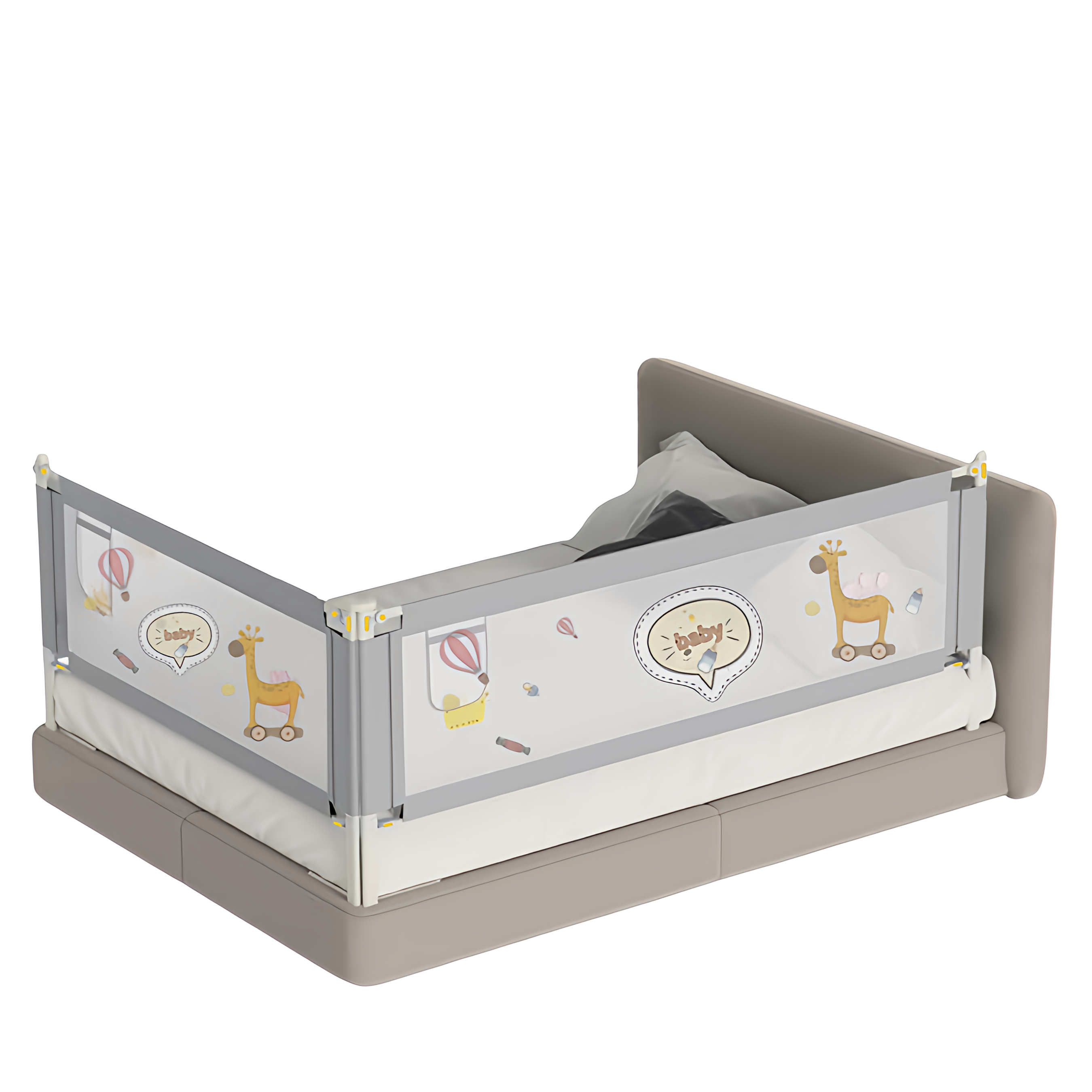 Kiddough Bed Railing for Baby Safety (6ft*5ft, Two Side, Grey) Main image